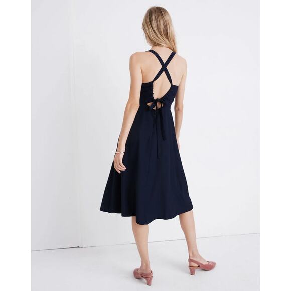Madewell Navy Cross-Back Midi Dress size 4 - Picture 1 of 9